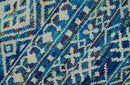 5x8 Hand Knotted Blue and Ivory Modern Contemporary Southwestern Tribal Trellis Recycled Silk Area Rug