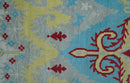5x8 Hand Knotted Blue, Silver and Red Contemporary Recycled Silk Area Rug