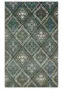 5x8 Hand Knotted Charcoal, Blue and Ivory Contemporary Bamboo Silk Area Rug