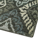 5x8 Hand Knotted Charcoal, Blue and Ivory Contemporary Bamboo Silk Area Rug