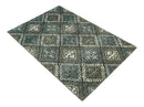5x8 Hand Knotted Charcoal, Blue and Ivory Contemporary Bamboo Silk Area Rug