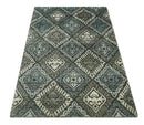 5x8 Hand Knotted Charcoal, Blue and Ivory Contemporary Bamboo Silk Area Rug