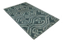 5x8 Hand Knotted Teal and Ivory Modern Contemporary Recycled Silk Area Rug
