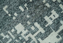 5x8 Hand Knotted Gray, Charcoal and Ivory Modern Abstract Contemporary Recycled art silk Area Rug