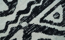 Hand Knotted Ivory and Black Modern Contemporary Recycled Silk Area Rug