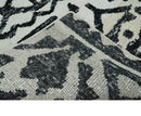 Hand Knotted Ivory and Black Modern Contemporary Recycled Silk Area Rug