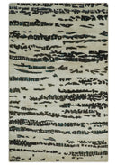 5x8 Hand Knotted Beige and Brown Modern Abstract  Recycled Silk Area Rug