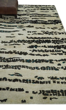 5x8 Hand Knotted Beige and Brown Modern Abstract  Recycled Silk Area Rug