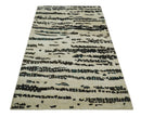 5x8 Hand Knotted Beige and Brown Modern Abstract  Recycled Silk Area Rug