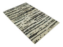 5x8 Hand Knotted Beige and Brown Modern Abstract  Recycled Silk Area Rug