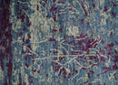 5x8 Hand Knotted Ivory, Blue and Purple Modern Abstract  Recycled Silk Area Rug