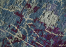 5x8 Hand Knotted Ivory, Blue and Purple Modern Abstract  Recycled Silk Area Rug
