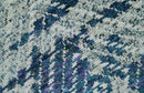 5x8 Hand Knotted Ivory And Blue and Modern Contemporary Recycled Silk Area Rug