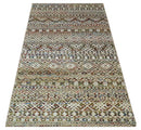 5x8 Hand Knotted Ivory, Olive and Rust Modern Contemporary Recycled Silk Area Rug