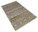 5x8 Hand Knotted Ivory, Olive and Rust Modern Contemporary Recycled Silk Area Rug