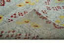 5x8 Hand Knotted Ivory, Red and Yellow Recycled Silk Area Rug