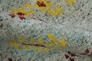 5x8 Hand Knotted Ivory, Red and Yellow Recycled Silk Area Rug