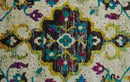 5x8 Hand Knotted Ivory, Teal Blue and Brown Antique Persian Style Bamboo Silk Area Rug