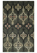 5x8 Hand Knotted Moss Green, Beige and Black  Antique Persian Style Recycled Silk Area Rug