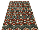 5x8 Hand Knotted Moss Green, Ivory and Rust Contemporary Recycled Silk Area Rug