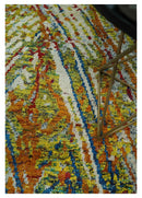 5x8 Hand Knotted Multicolor Modern Abstract Recycled Silk Area Rug