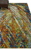 5x8 Hand Knotted Multicolor Modern Abstract Recycled Silk Area Rug