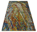 5x8 Hand Knotted Multicolor Modern Abstract Recycled Silk Area Rug