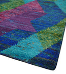 5x8 Hand Knotted Multicolor Modern Geometric Recycled Silk Area Rug
