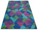 5x8 Hand Knotted Multicolor Modern Geometric Recycled Silk Area Rug