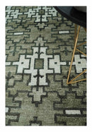 5x8 Hand Knotted Beige and Ivory Modern Contemporary Recycled Silk Area Rug