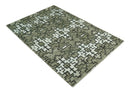 5x8 Hand Knotted Beige and Ivory Modern Contemporary Recycled Silk Area Rug