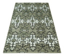 5x8 Hand Knotted Beige and Ivory Modern Contemporary Recycled Silk Area Rug