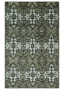 5x8 Hand Knotted Beige and Ivory Modern Contemporary Recycled Silk Area Rug