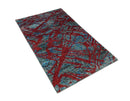 5x8 Hand Knotted Maroon, Gray and Blue Modern Abstract Recycled Silk Area Rug