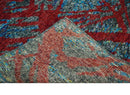 5x8 Hand Knotted Maroon, Gray and Blue Modern Abstract Recycled Silk Area Rug