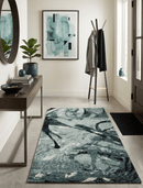 5x8 Hand Knotted Teal, Black and Ivory Antique Contemporary Bamboo Silk Area Rug