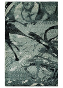 5x8 Hand Knotted Teal, Black and Ivory Antique Contemporary Bamboo Silk Area Rug