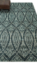5x8 Hand Knotted Teal, Ivory and Blue Modern Style  Recycled Silk Area Rug