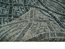 5x8 Hand Knotted Teal, Ivory and Blue Modern Style  Recycled Silk Area Rug