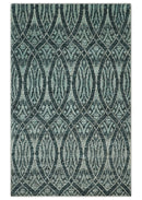 5x8 Hand Knotted Teal, Ivory and Blue Modern Style  Recycled Silk Area Rug