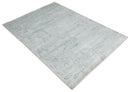 5x8 Hand Woven Silver and Gray Modern Floral Art Silk Rug