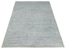 5x8 Hand Woven Silver and Gray Modern Floral Art Silk Rug