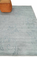 5x8 Hand Woven Silver and Gray Modern Floral Art Silk Rug