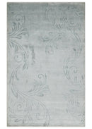 5x8 Hand Woven Silver and Gray Modern Floral Art Silk Rug