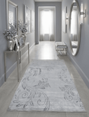 5x8 Hand Woven Silver and Gray Modern Floral Art Silk Rug