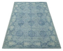 5x8 Ivory and Blue Traditional Ikat design Hand Tufted Wool Area Rug