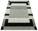 5x8 Ivory and Black Striped Wool Hand Woven Southwestern Gabbeh Rug