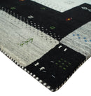 5x8 Ivory and Black Striped Wool Hand Woven Southwestern Gabbeh Rug