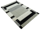 5x8 Ivory and Black Striped Wool Hand Woven Southwestern Gabbeh Rug