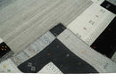 5x8 Ivory and Black Striped Wool Hand Woven Southwestern Gabbeh Rug